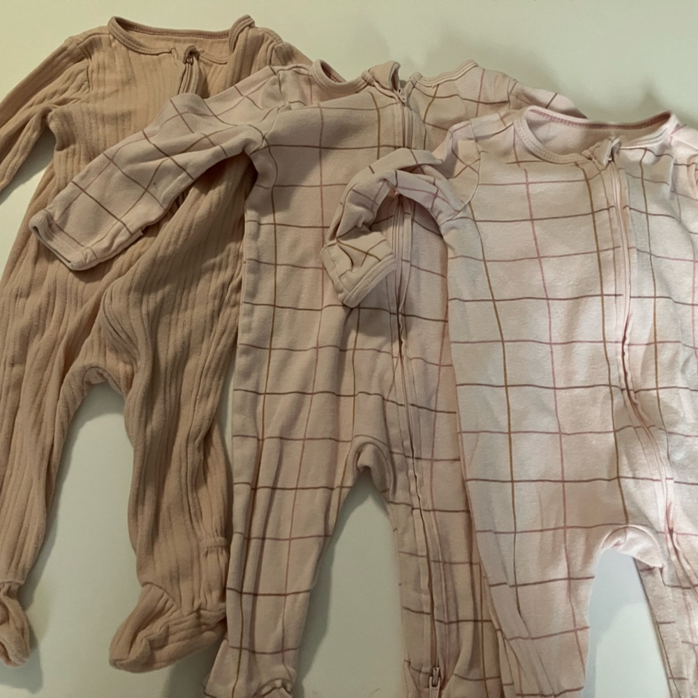 Cloud Island Blush and Cream Kids Footies Set
